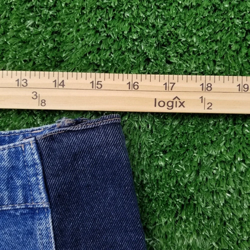 Free People Jeans Womens Size 30 Blue Denim  Barrel Leg Patchwork - Picture 5 of 9